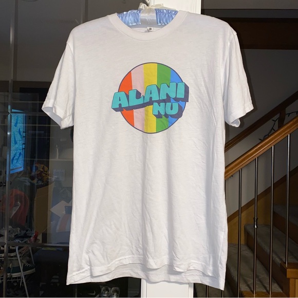 Alani Nu Tops - Alani Nu Retro Rainbow White Graphic T-Shirt